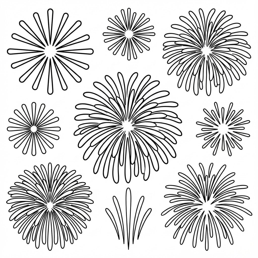 Fyrværkeri gratis printbar Tegninger til Farvelægning