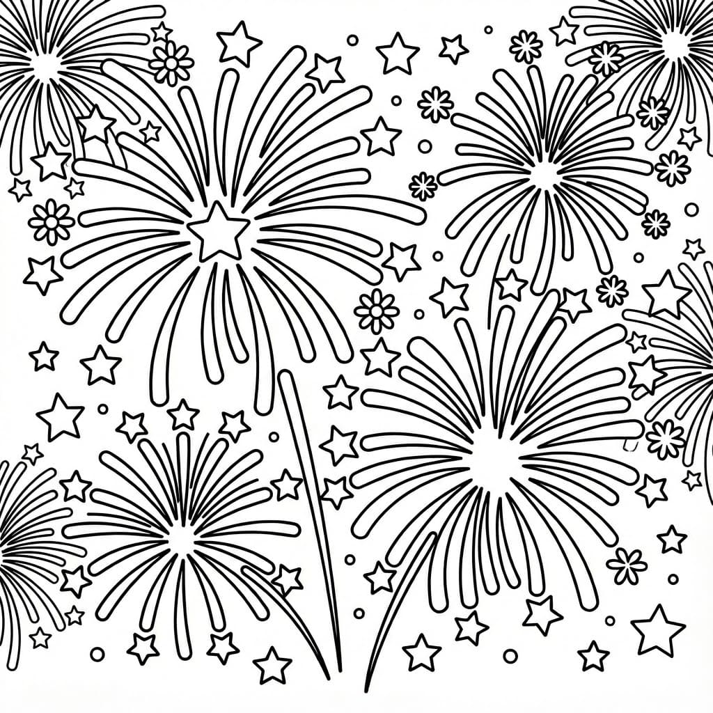Fyrværkeri meget simpelt Tegninger til Farvelægning