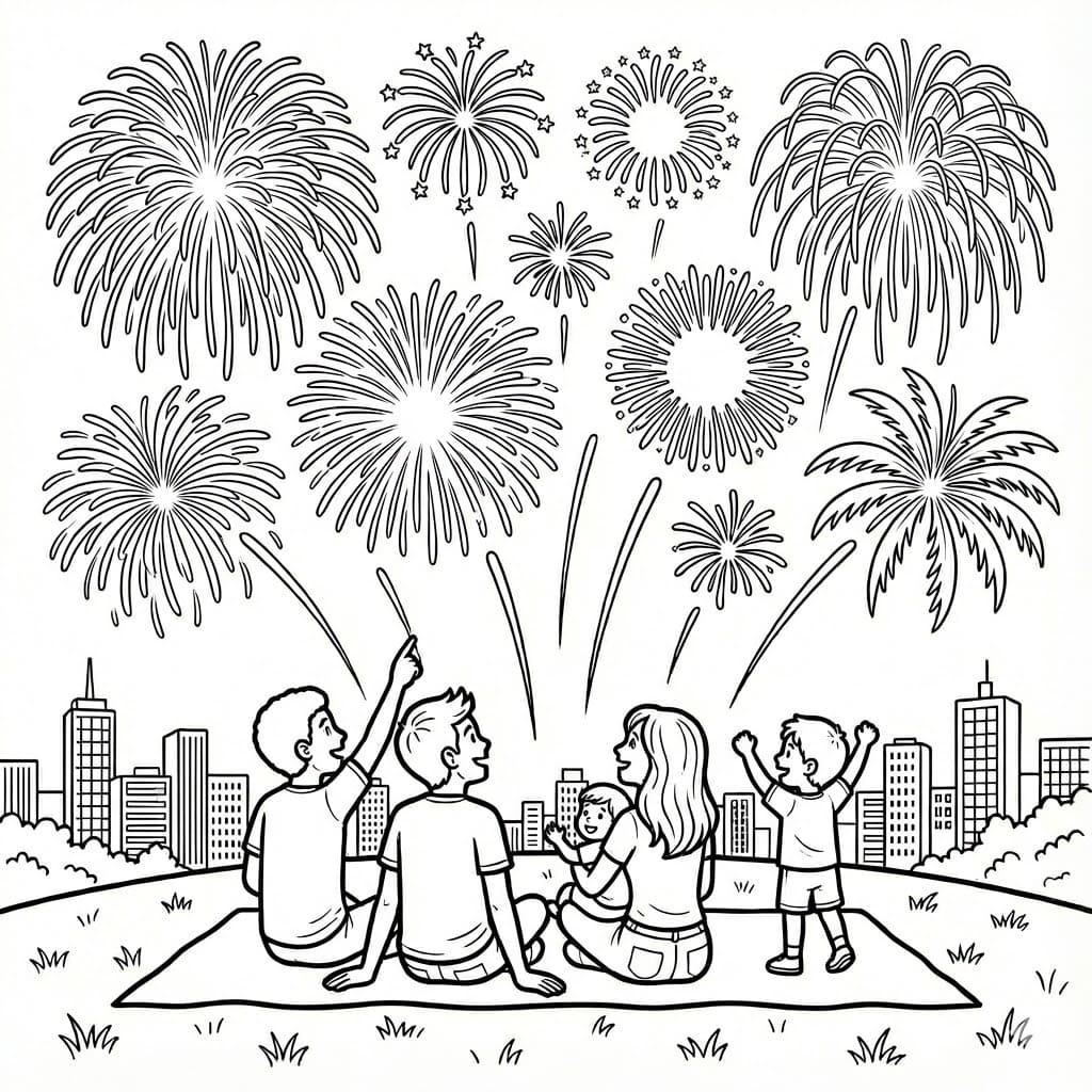 Fyrværkeri printbart Tegninger til Farvelægning