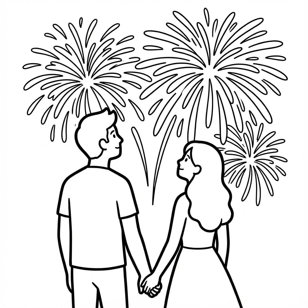 Fyrværkeripar Tegninger til Farvelægning