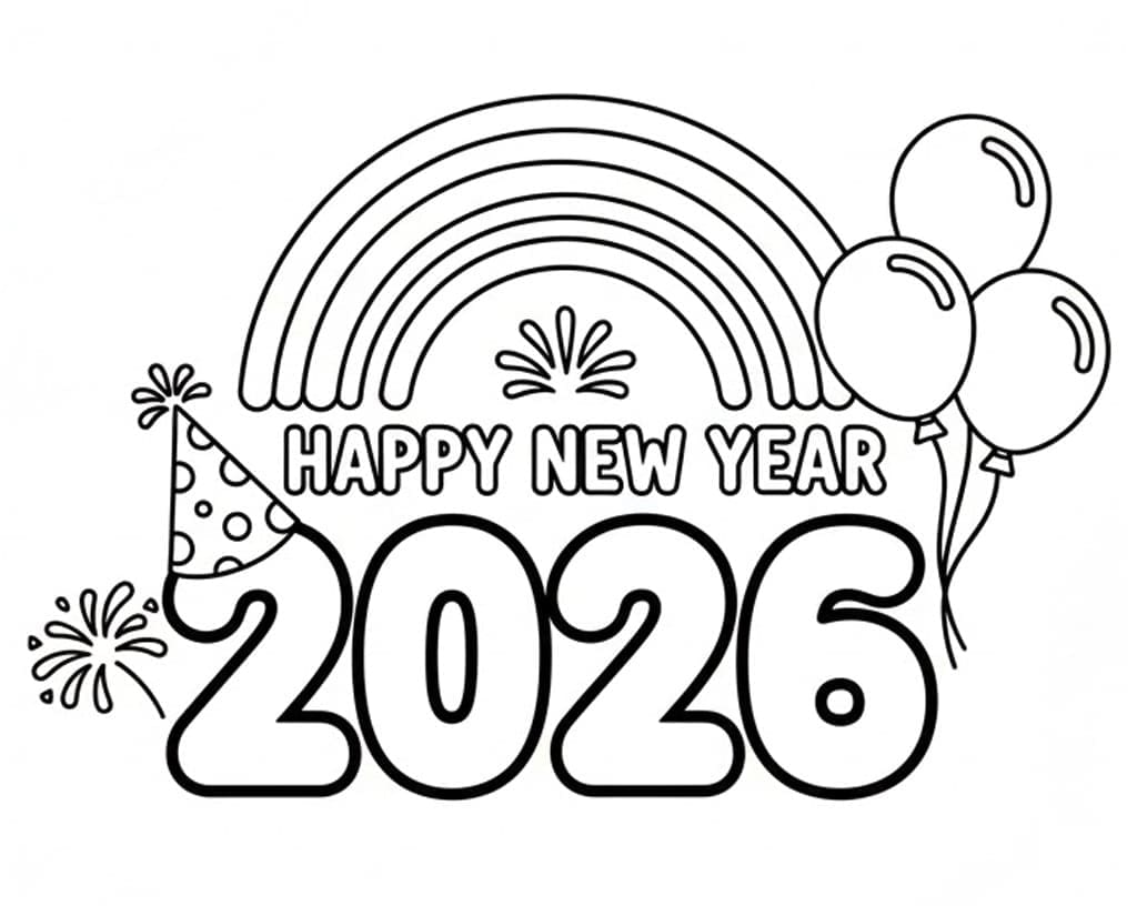 Godt nytår 2026 billede Tegninger til Farvelægning