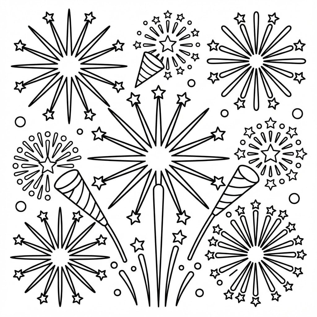 Gratis print af fyrværkeri Tegninger til Farvelægning