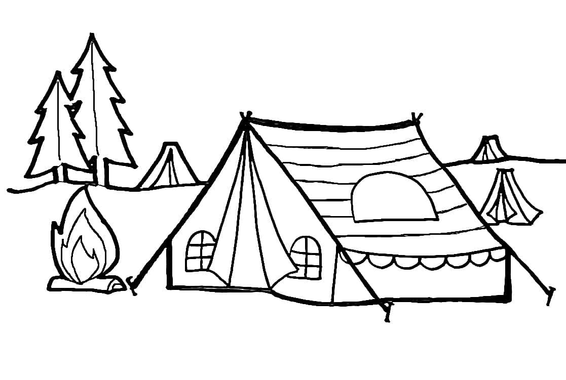 Gratis printbar campingplads Tegninger til Farvelægning