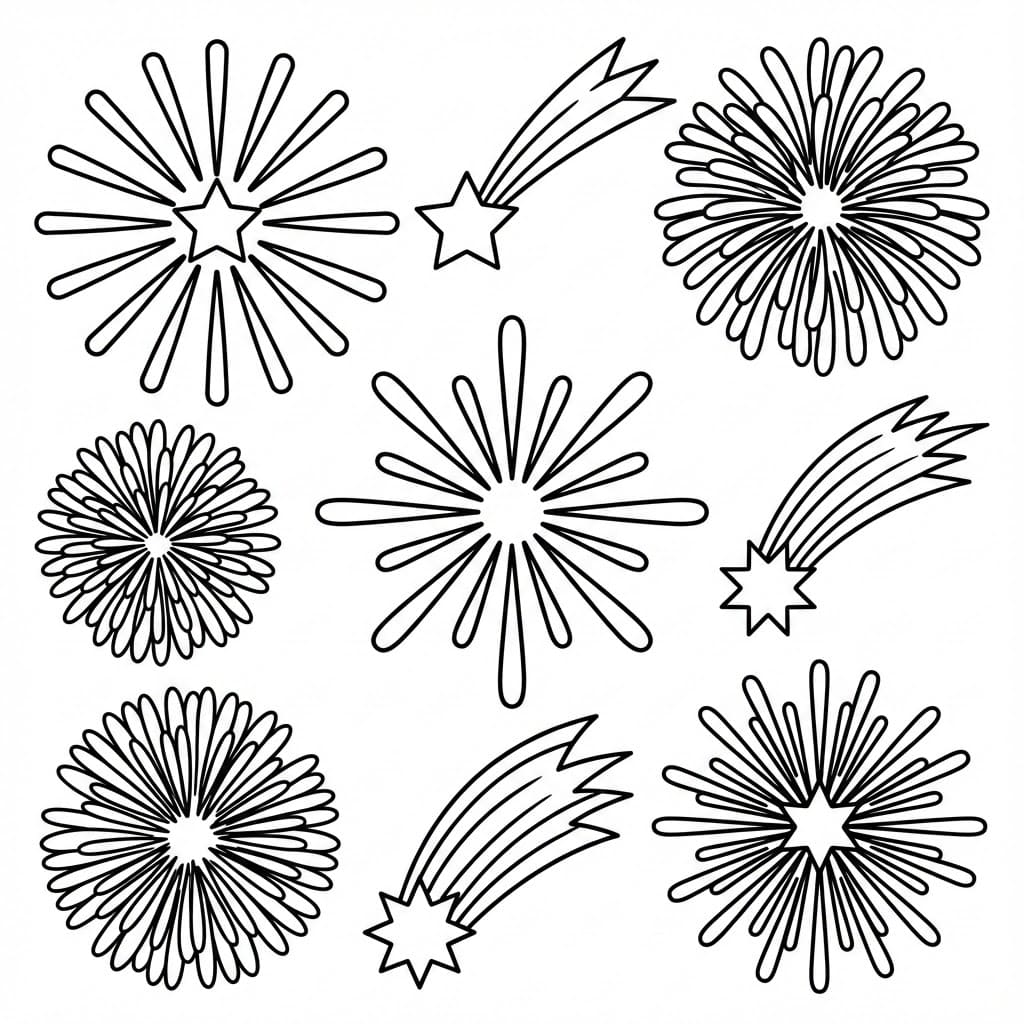 Gratis udskrivning af fyrværkeri Tegninger til Farvelægning