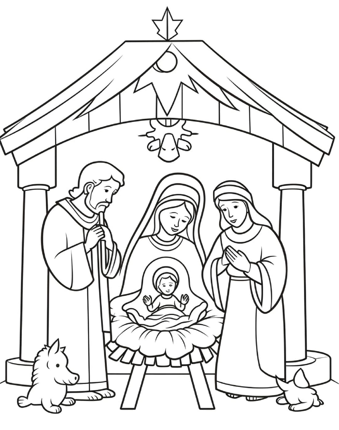 Julekrybbe kunst Tegninger til Farvelægning