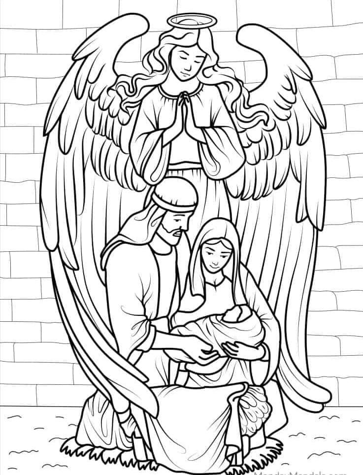 Julekrybbe meget sød Tegninger til Farvelægning