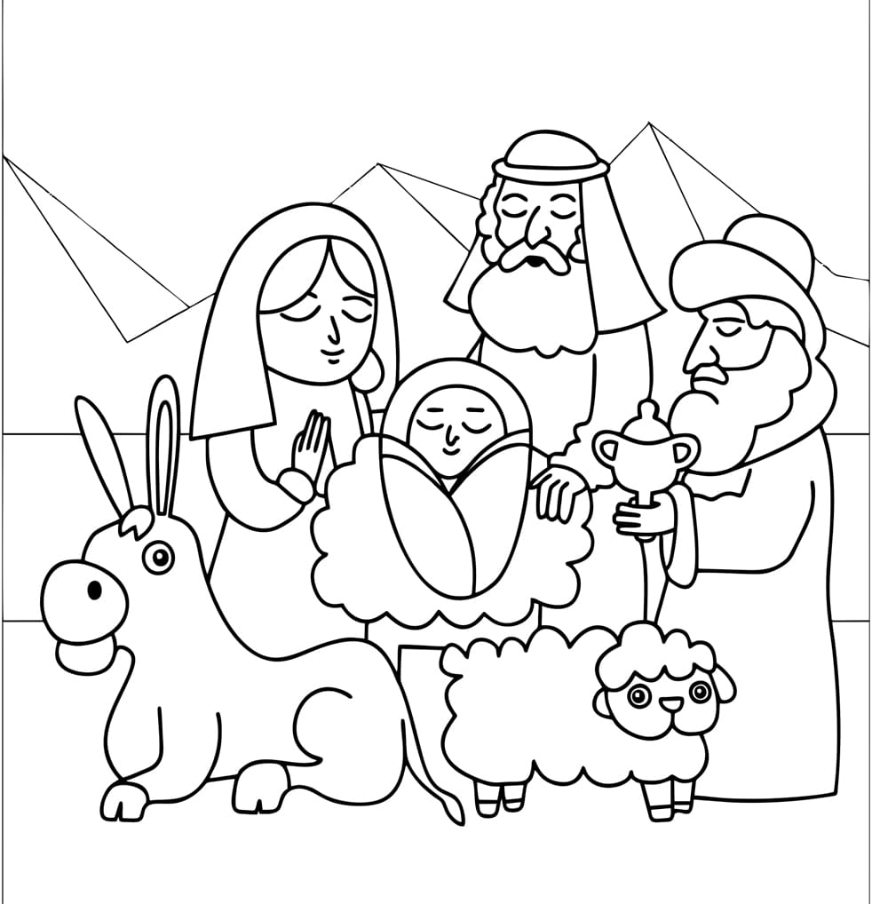 Julekrybbe så sød Tegninger til Farvelægning