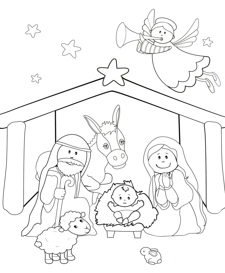 Julekrybbe til udskrivning for børn Tegninger til Farvelægning