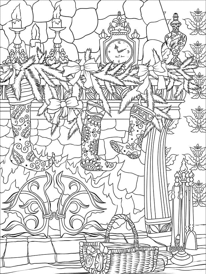 Julestrømper til børn Tegninger til Farvelægning