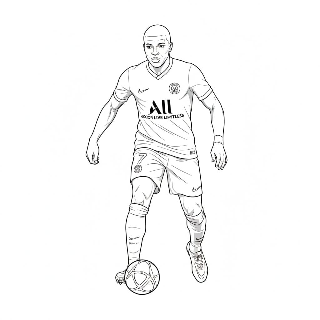 Kylian Mbappé er simpel Tegninger til Farvelægning
