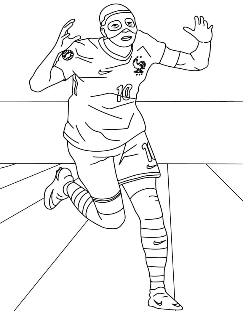 Kylian Mbappé fejrer sit mål Tegninger til Farvelægning