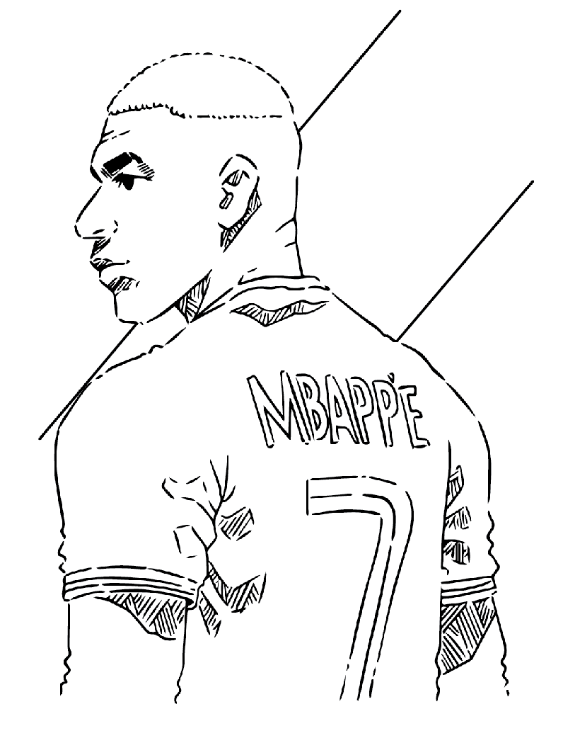 Kylian Mbappé, fodboldspiller Tegninger til Farvelægning