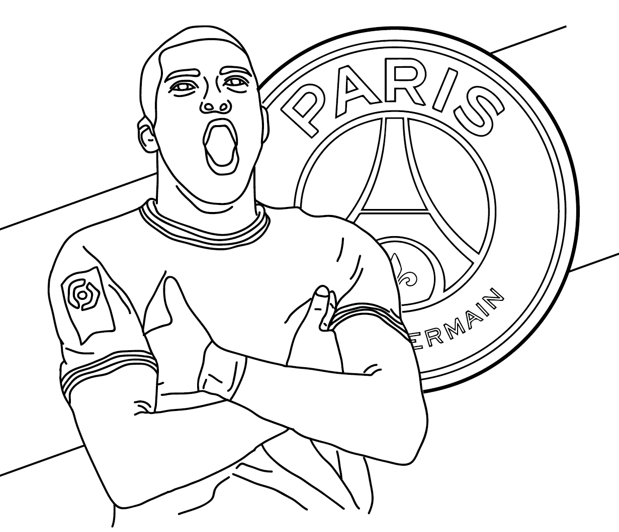 Kylian Mbappé fra Paris Saint-Germain Tegninger til Farvelægning