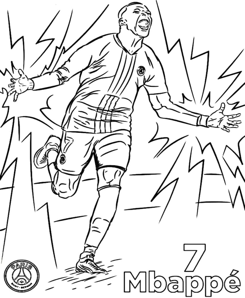Kylian Mbappé fri Tegninger til Farvelægning