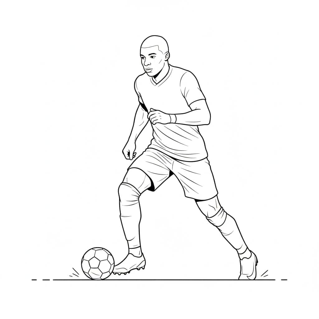 Kylian Mbappé har bolden under kontrol Tegninger til Farvelægning