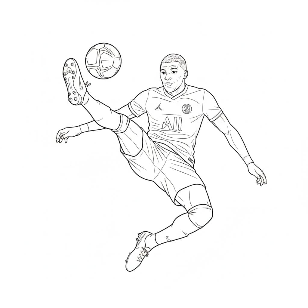 Kylian Mbappé skyder Tegninger til Farvelægning