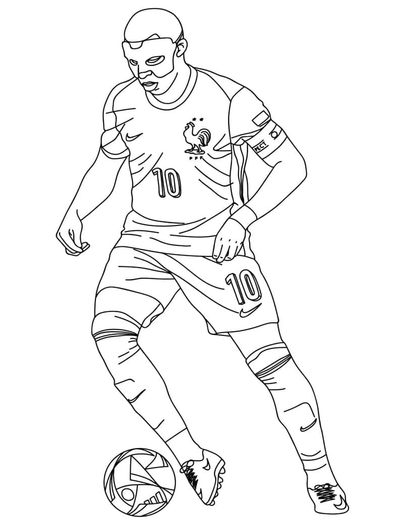 Kylian Mbappé sparker en bold Tegninger til Farvelægning