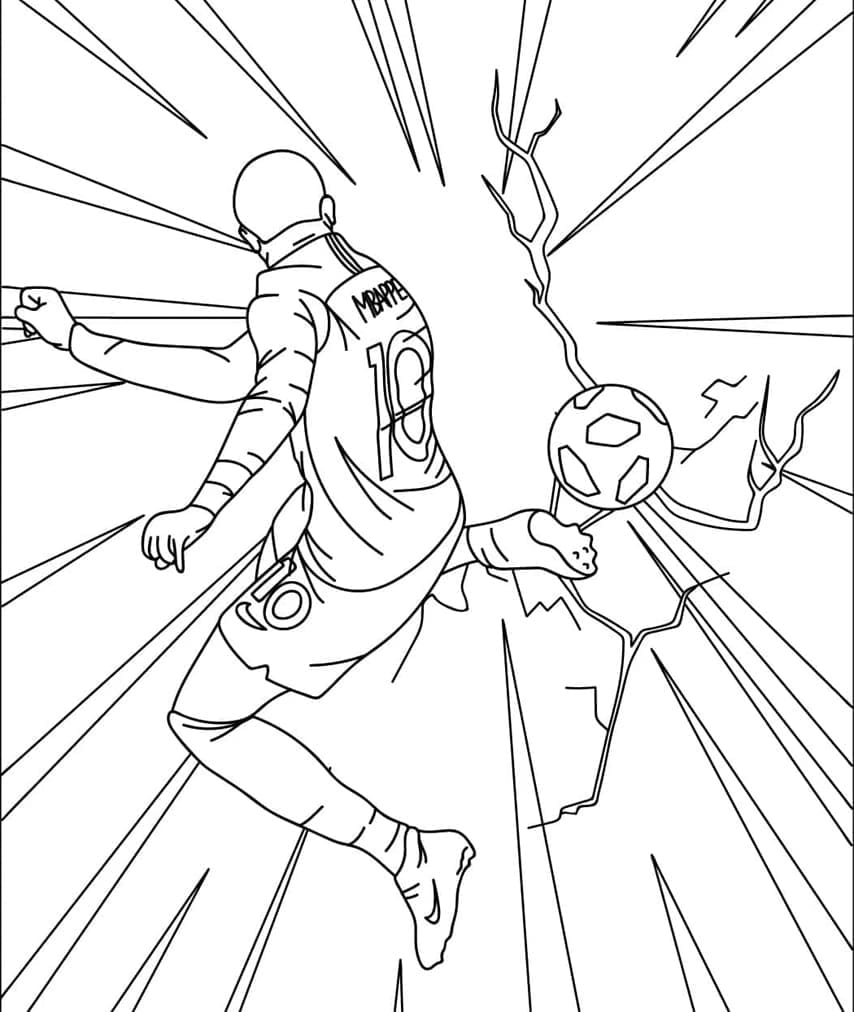 Kylian Mbappé spiller fodbold Tegninger til Farvelægning