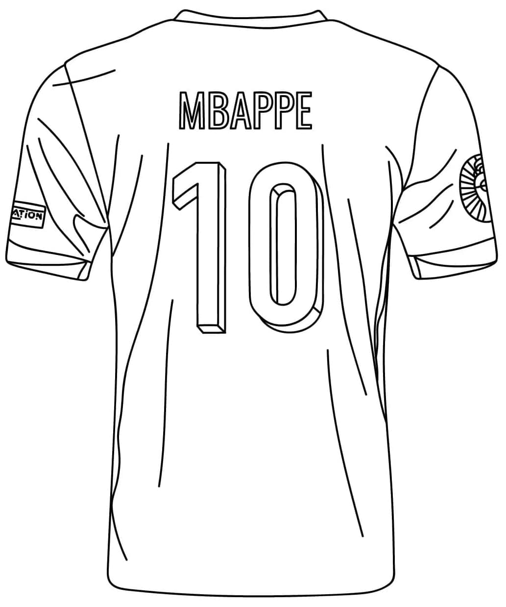 Kylian Mbappés EM-trøje Tegninger til Farvelægning