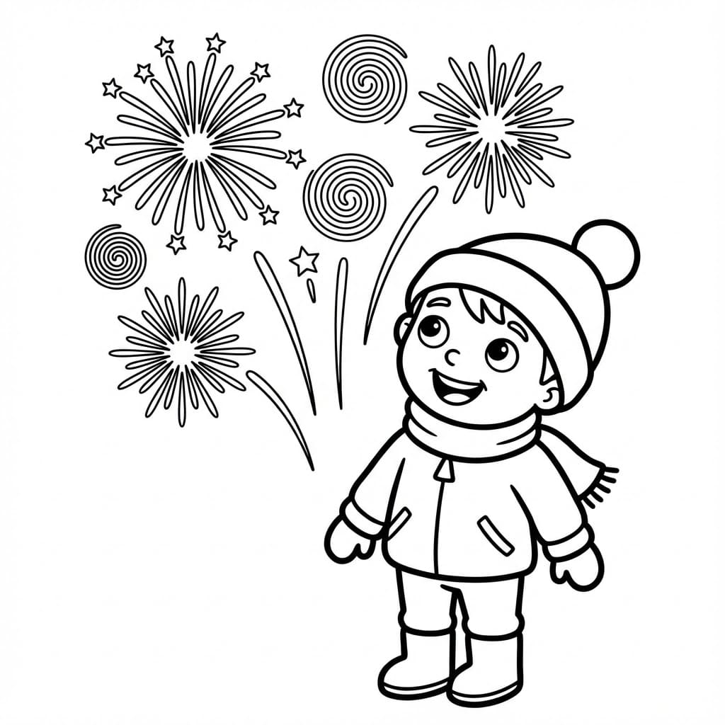 Lille dreng fyrværkeri Tegninger til Farvelægning