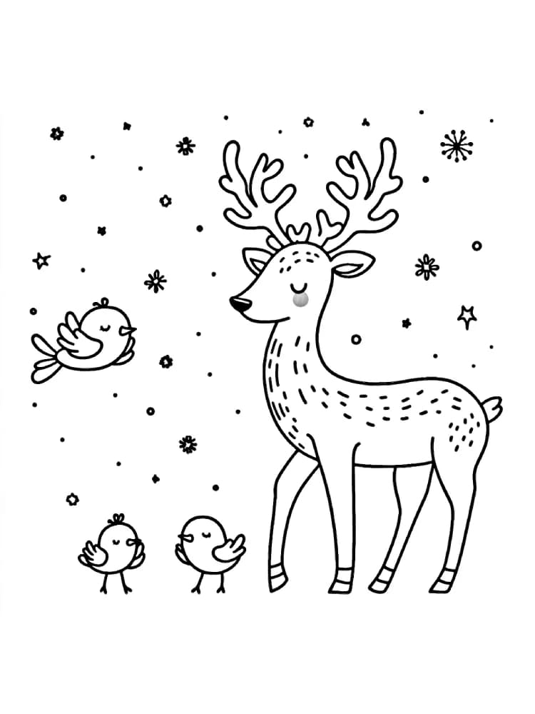 Lille rensdyr Tegninger til Farvelægning