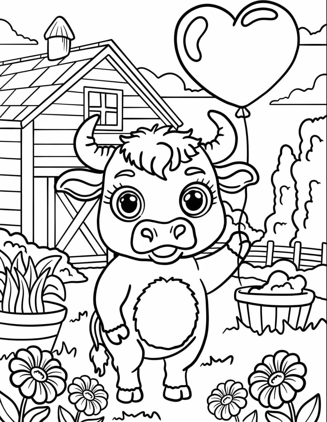 Lille tyr i en gårdhave Tegninger til Farvelægning