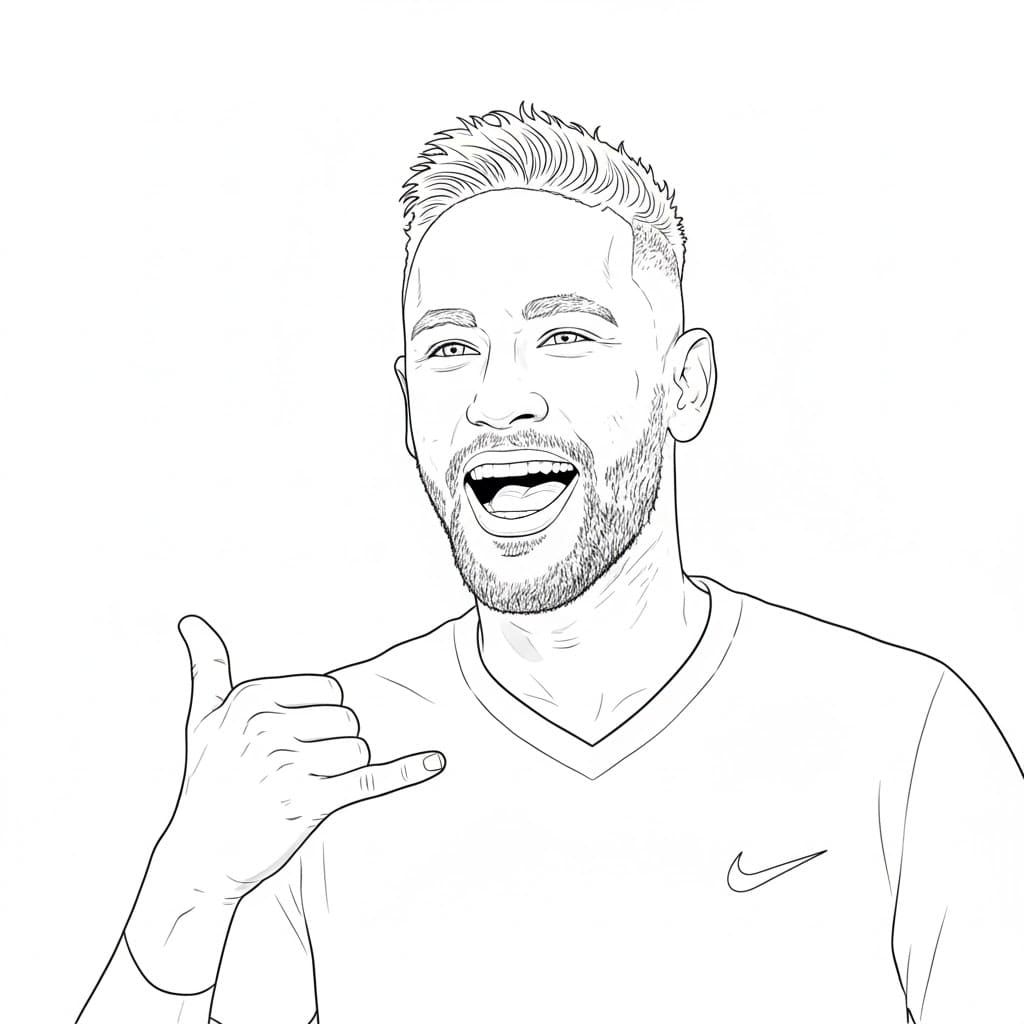 Neymar er glad Tegninger til Farvelægning