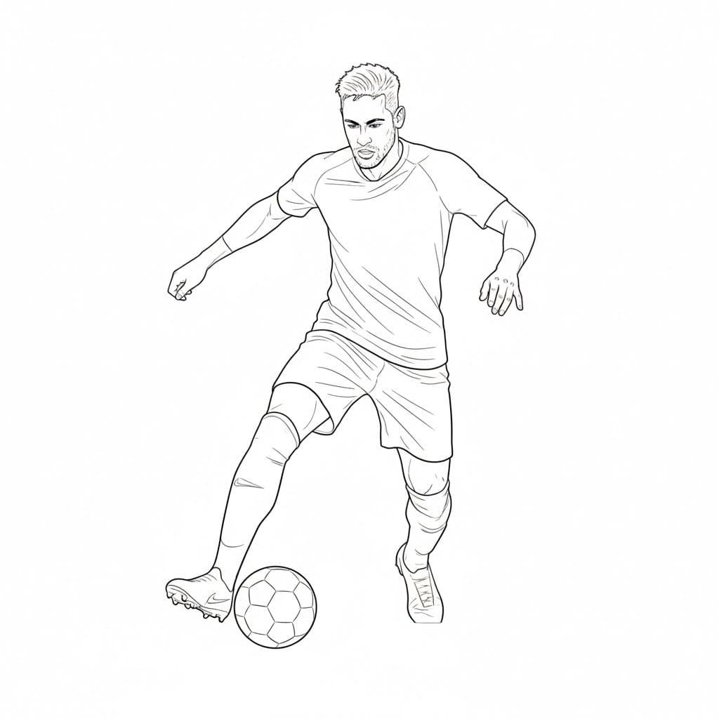 Neymar har bolden under kontrol Tegninger til Farvelægning
