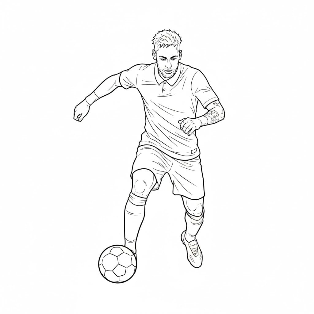 Neymar løber med bolden Tegninger til Farvelægning