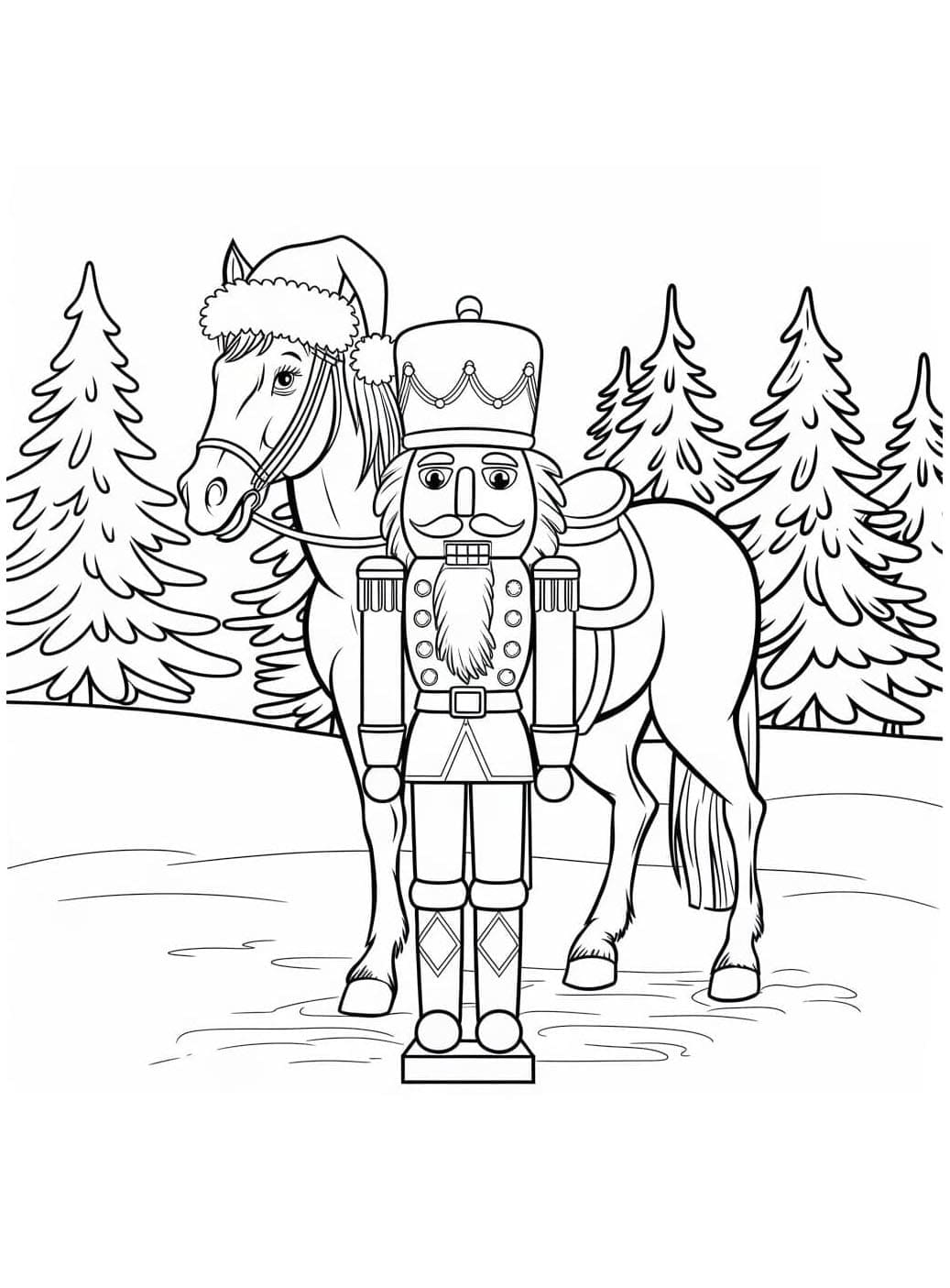 Nøddeknækker med hest Tegninger til Farvelægning