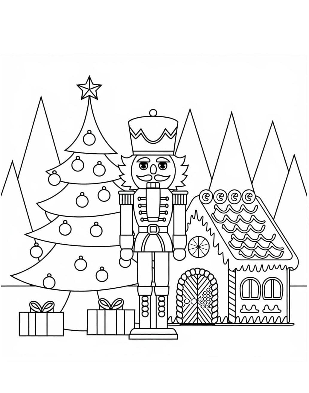 Nøddeknækkere med peberkager Tegninger til Farvelægning