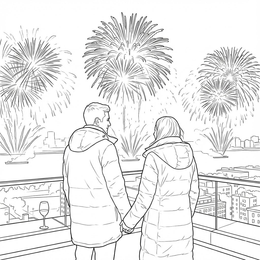 Par ser fyrværkeri Tegninger til Farvelægning