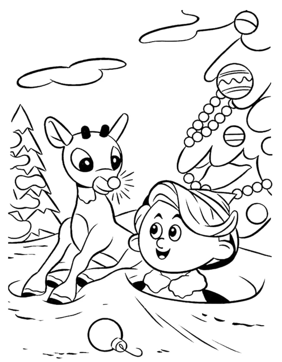 Printbar Rudolf Tegninger til Farvelægning