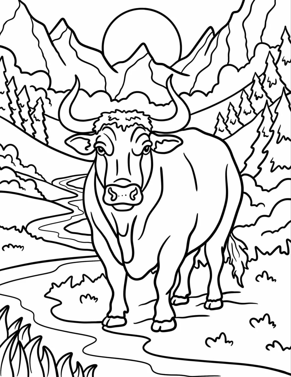 Realistisk tyr Tegninger til Farvelægning