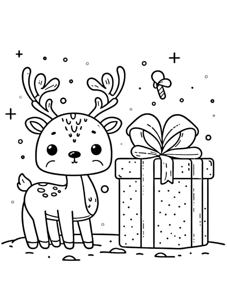 Rensdyr med gave Tegninger til Farvelægning