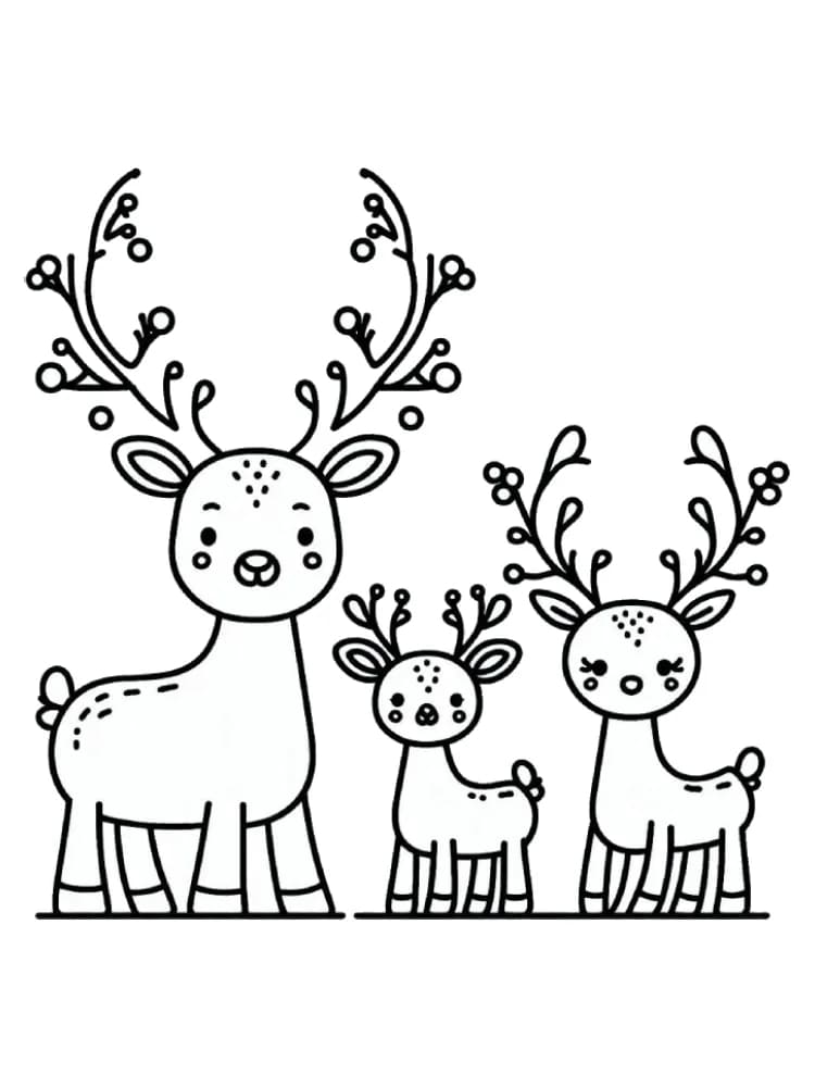 Rensdyrfamilie Tegninger til Farvelægning