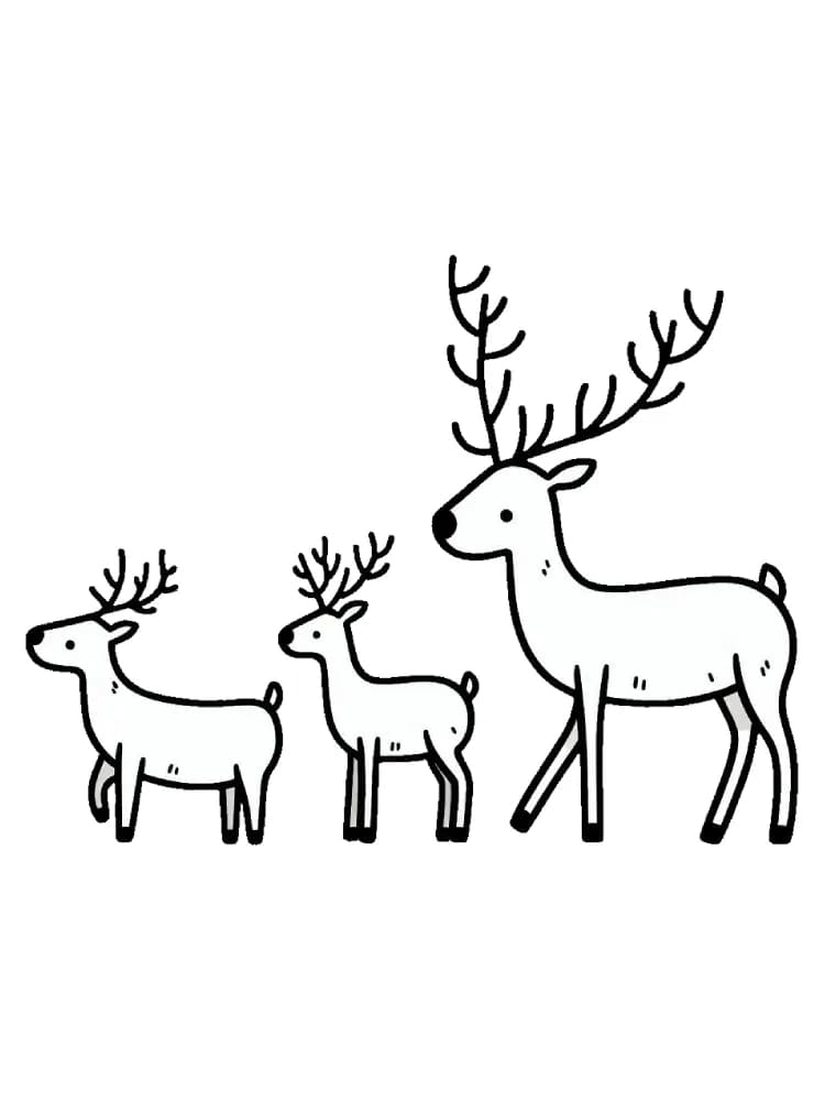 Rensdyrfamilie går tur Tegninger til Farvelægning
