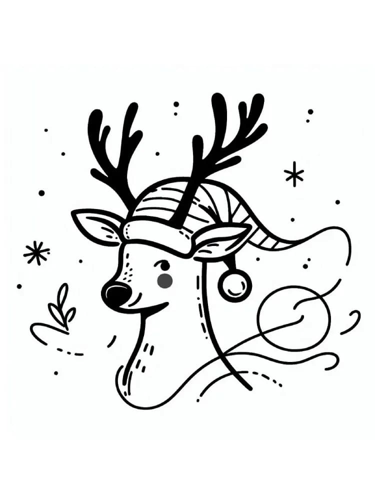 Rensdyrhoved Tegninger til Farvelægning