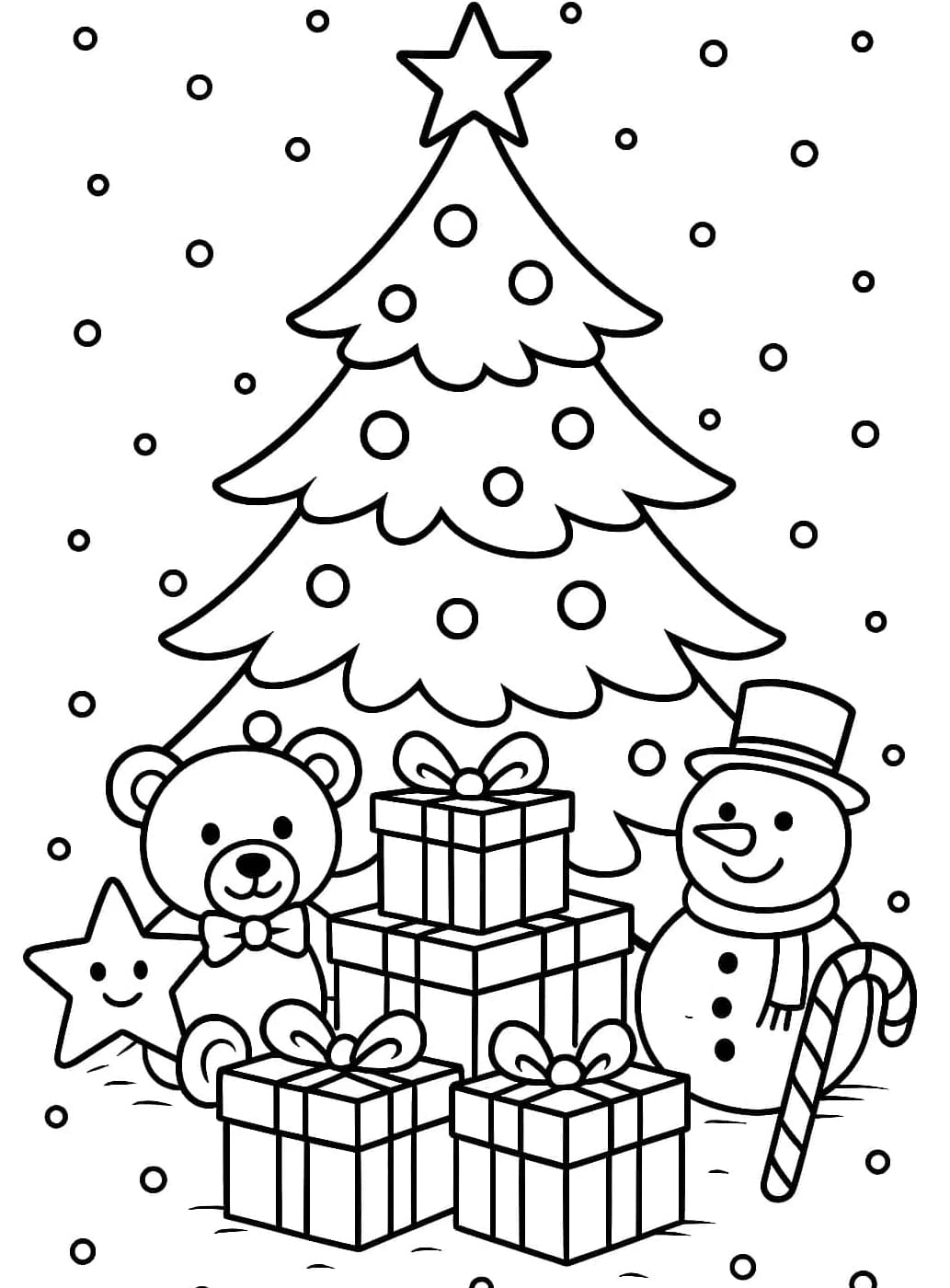 Sød tegneseriejulegave Tegninger til Farvelægning