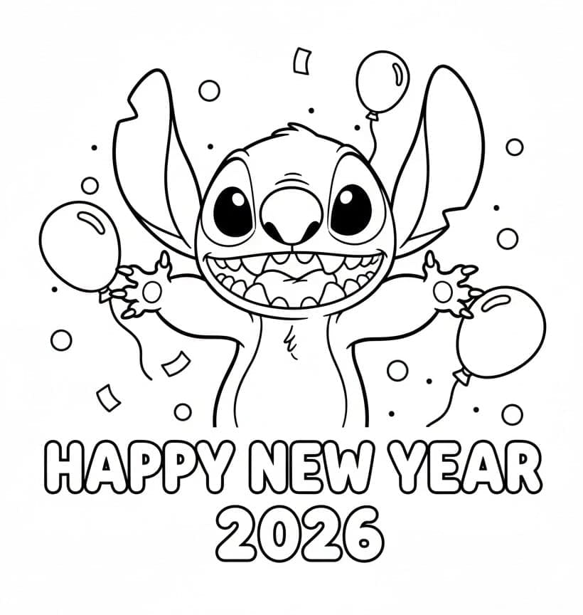 Godt nytår 2026 Tegninger til Farvelægning