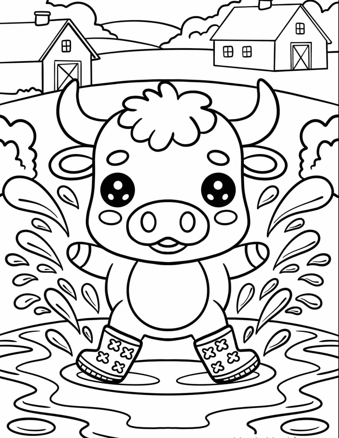 Ung tyr med gummistøvler Tegninger til Farvelægning