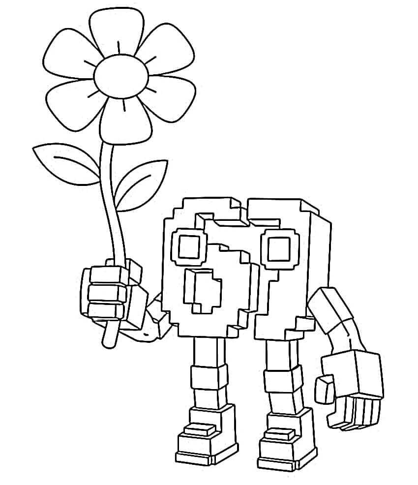 67 Brainrot med blomst Tegninger til Farvelægning