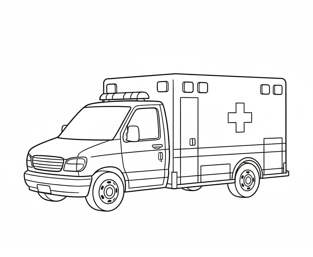 Akut Ambulance Tegninger til Farvelægning