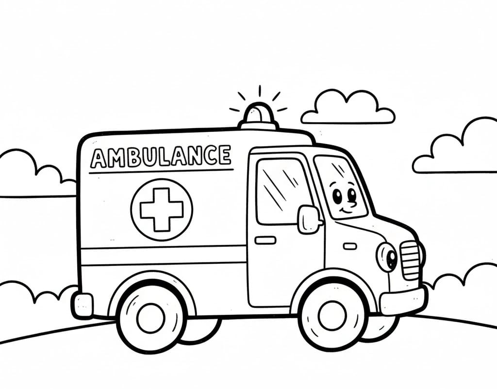 Ambulance i Naturen Tegninger til Farvelægning