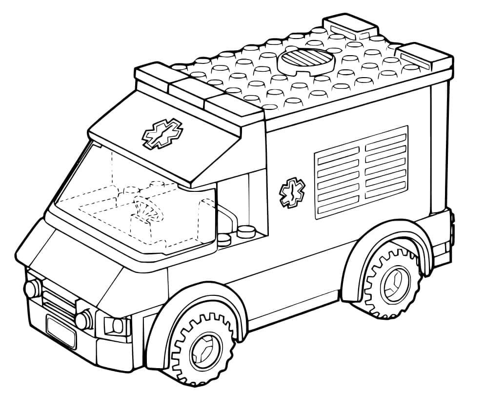 Ambulance Lego Tegninger til Farvelægning