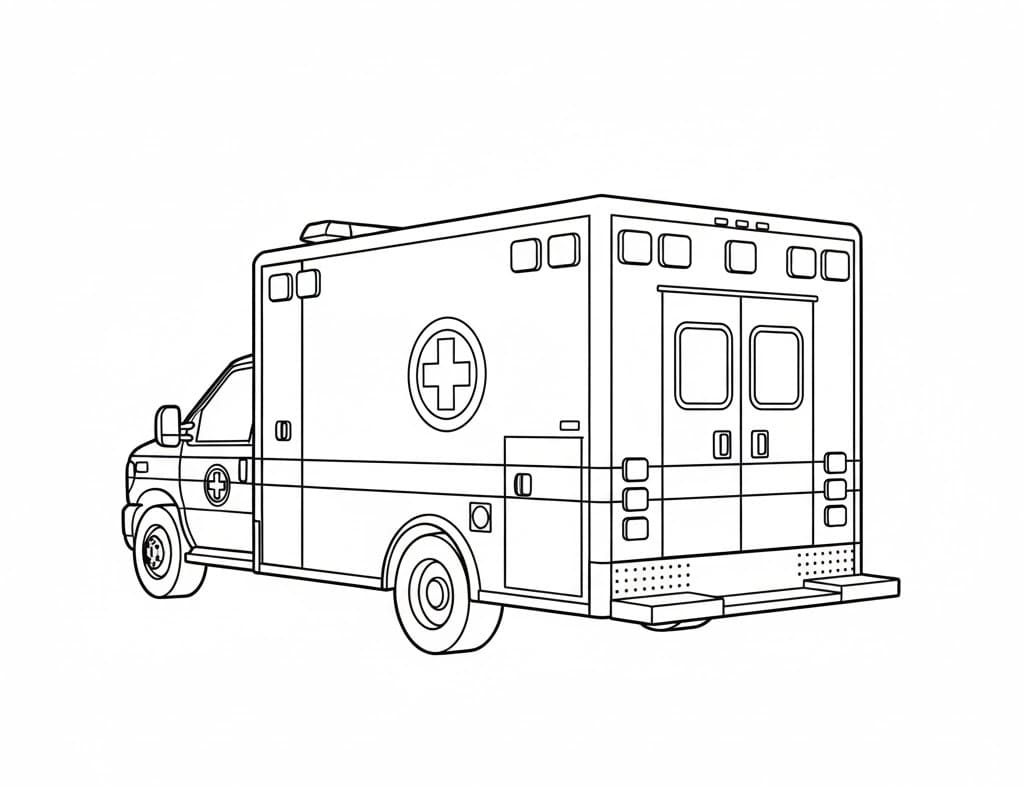 Ambulance Set Bagfra Tegninger til Farvelægning