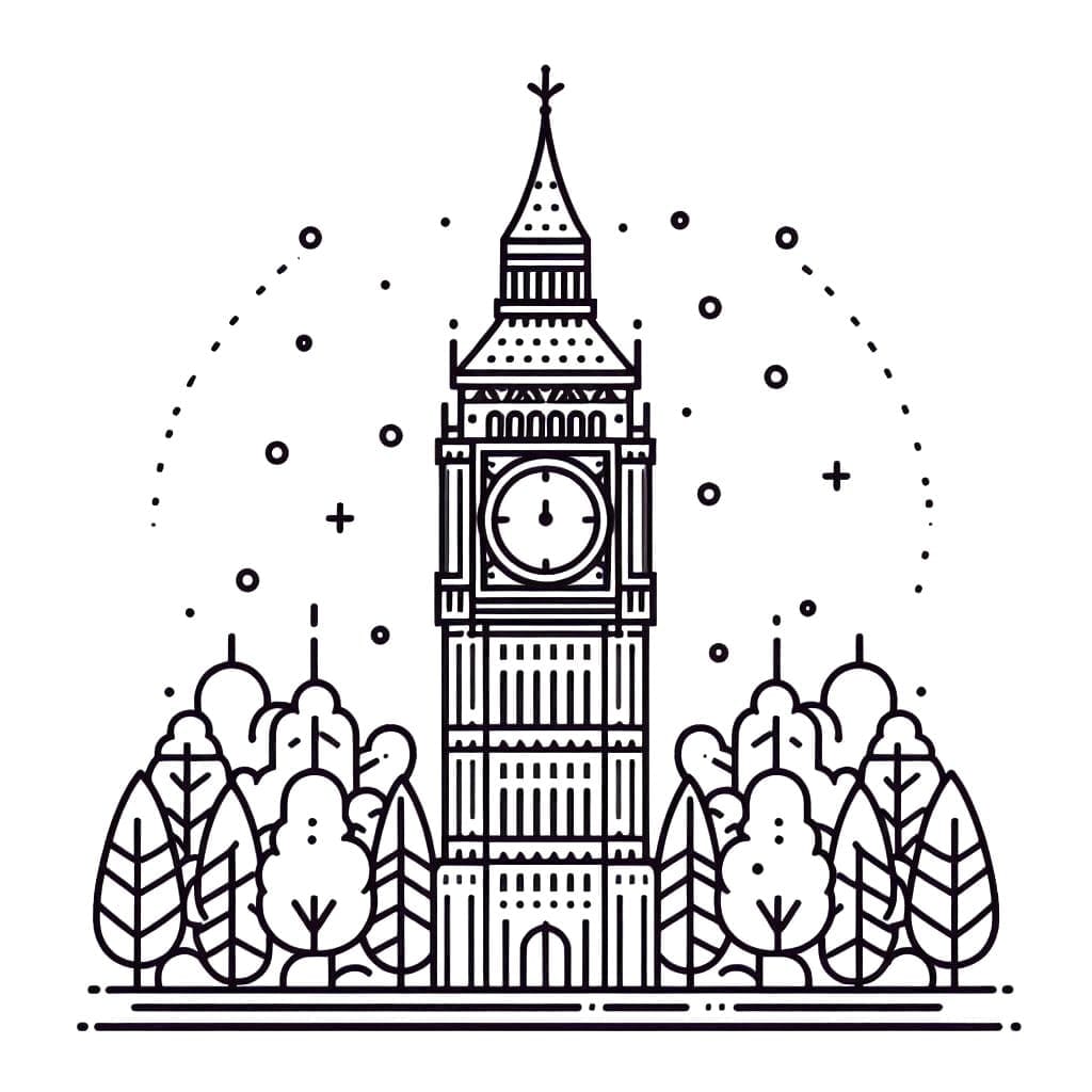 Big Ben-billede Tegninger til Farvelægning