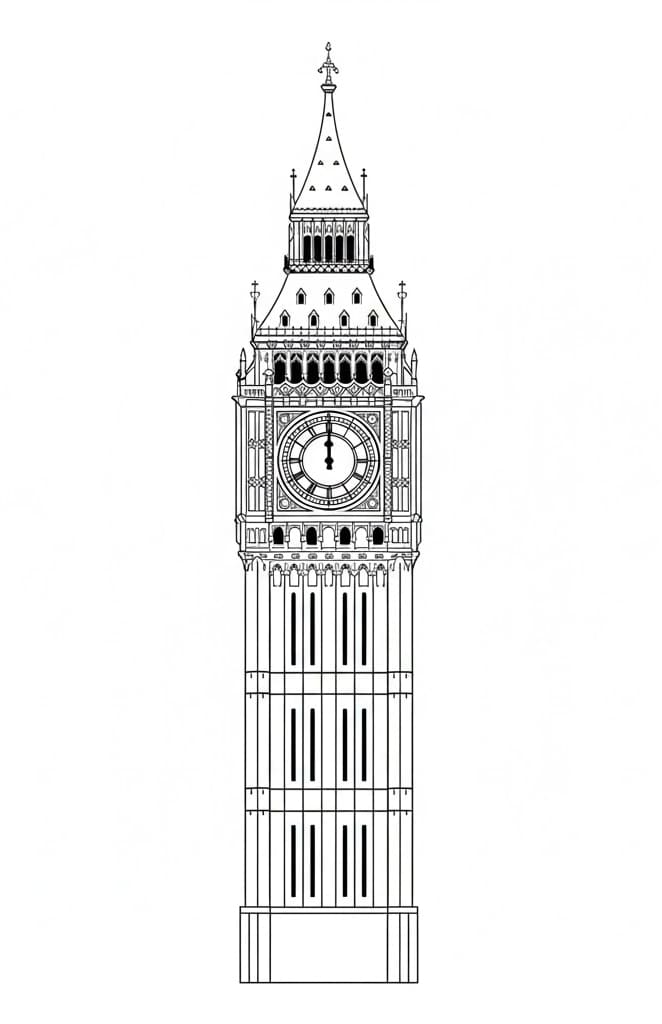 Big Ben flot Tegninger til Farvelægning