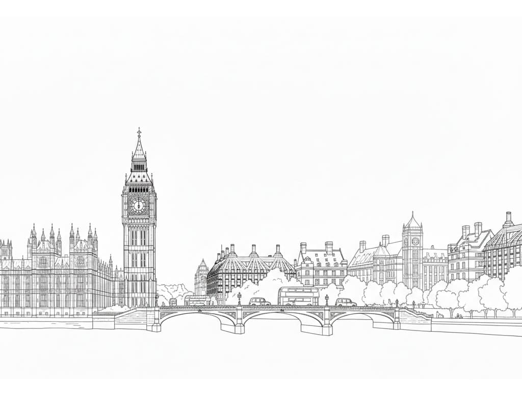 Big Ben for børn Tegninger til Farvelægning