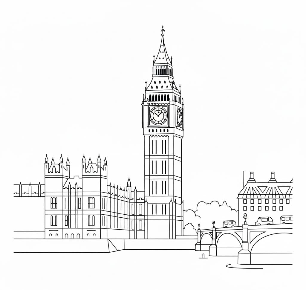 Big Ben gratis print Tegninger til Farvelægning